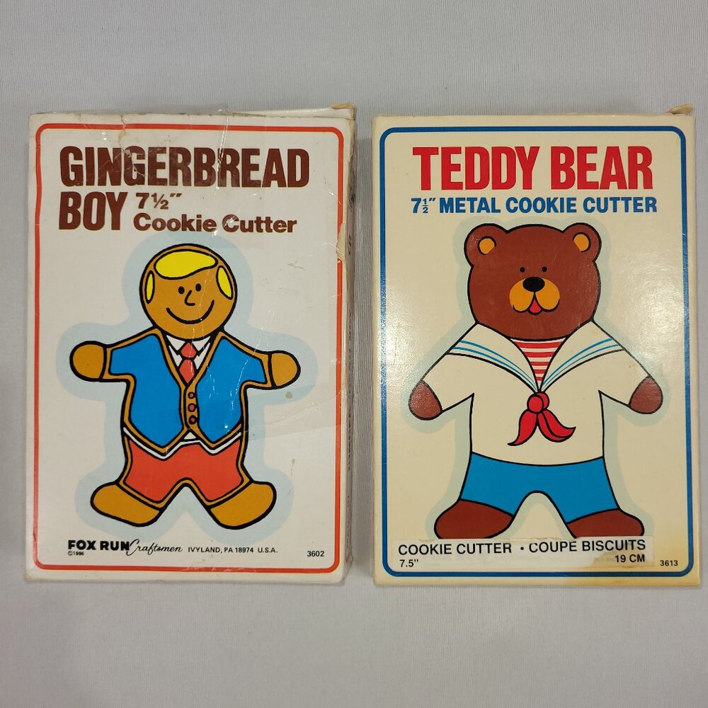 Gingerbread Boy & Teddy Bear Vintage 4.5" Metal Cookie Cutters